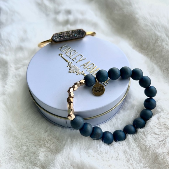 Kinsley Armelle 2 Piece Bracelet Set Quartz and Bead Raven - Picture 4 of 7